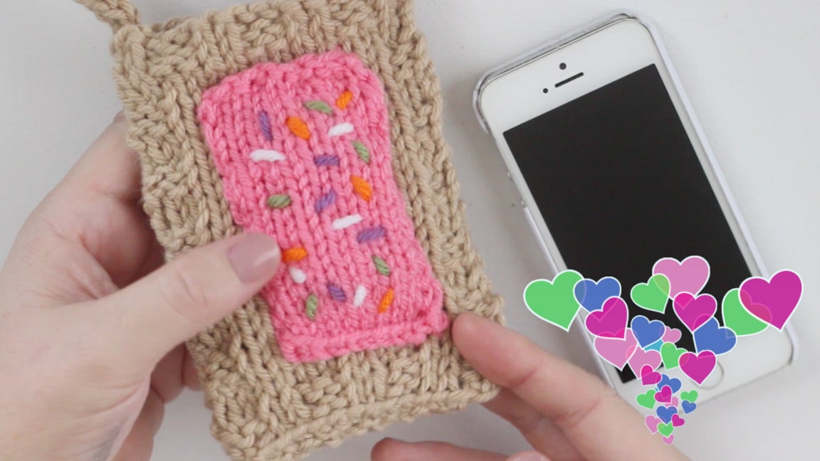 thumbnail_poptart How to Knit Pop Tart Knitted Phone Covers for Beginning Knitters with Studio Knit | Watch Free Knitting Video Tutorial