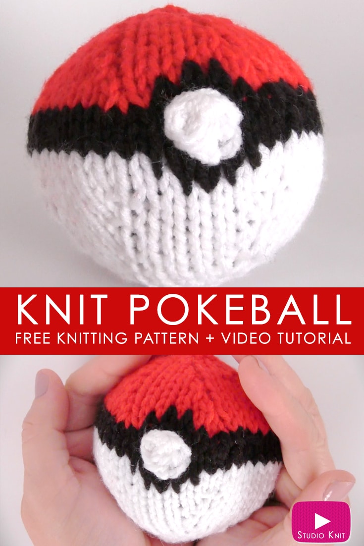 How to Knit a POKEBALL from Pokemon with Studio Knit