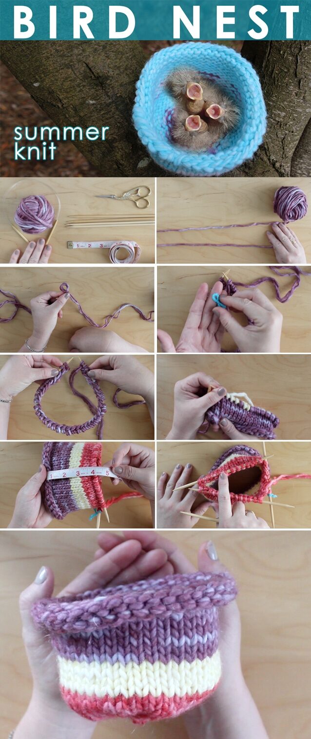 Knit a bird nest for rescued animals in emergency situtations