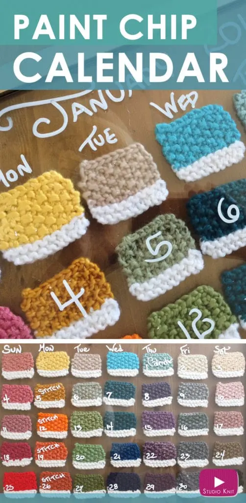 How to Knit a Pantone Swatch Paint Chip Calendar with Free Knitting Pattern + Video Tutorial by Studio Knit
