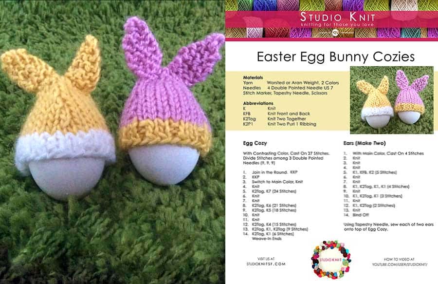 Easter Egg Bunny Cozies by Studio Knit Knitting Pattern Download