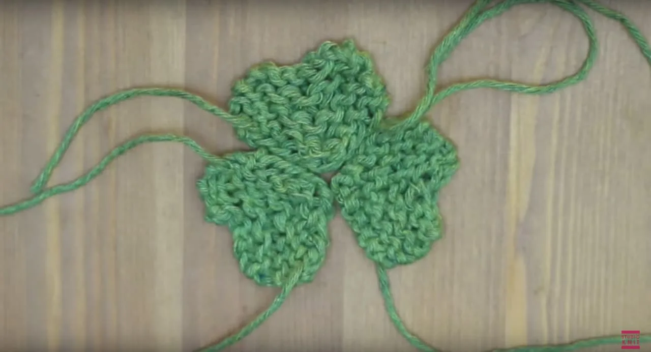 How to Knit a Shamrock Clover for St. Patrick's Day with Easy Free Knitting Pattern + Video Tutorial by Studio Knit