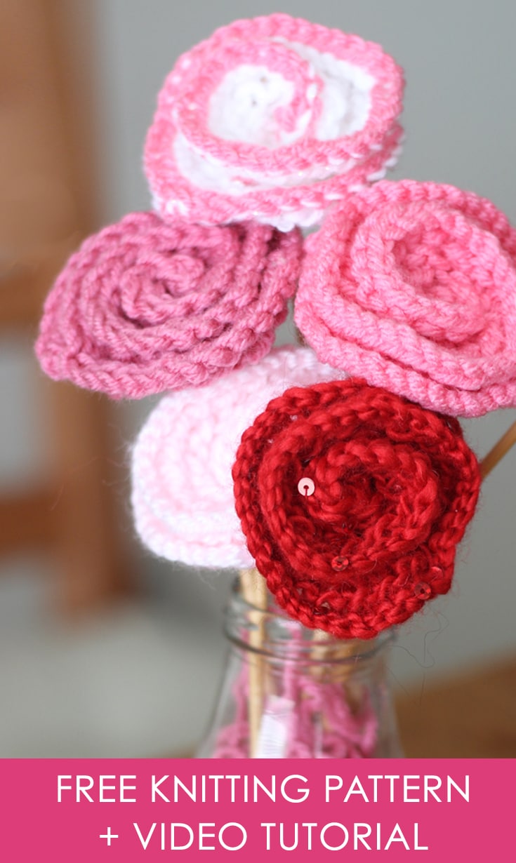 How to Knit Rose Flower Pattern with Video Tutorial Studio Knit How to Knit Rose Flower Pattern with Video Tutorial Studio Knit