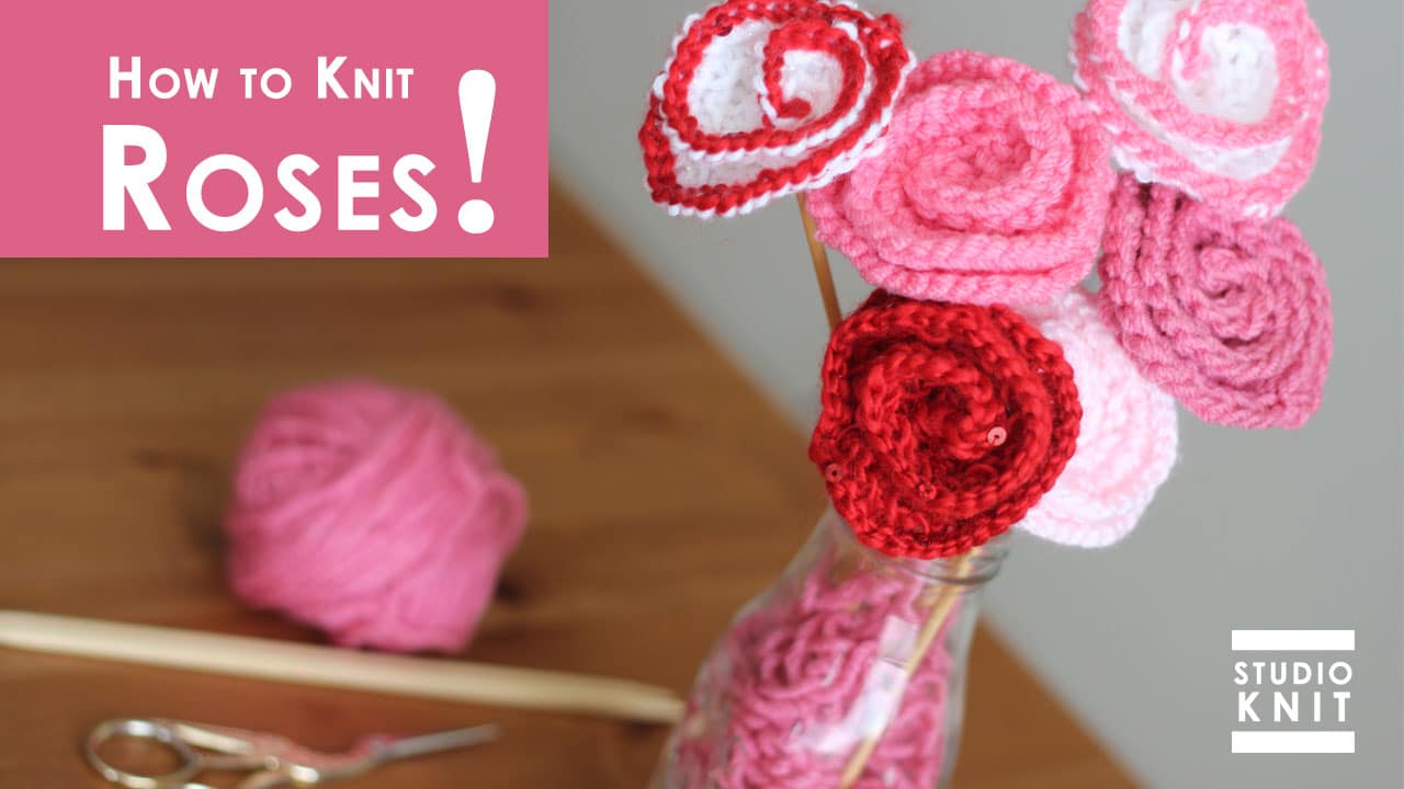 How to Knit Rose Flower Pattern with Video Tutorial Studio Knit