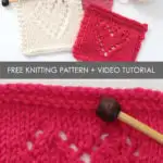 How to Knit Lace Hearts Knit Stitch Easy Free Knitting Pattern + Video Tutorial by Studio Knit