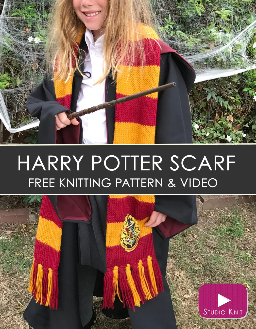 How to Knit a Harry Potter Gryffindor Scarf with Studio Knit | Free Knitting Pattern