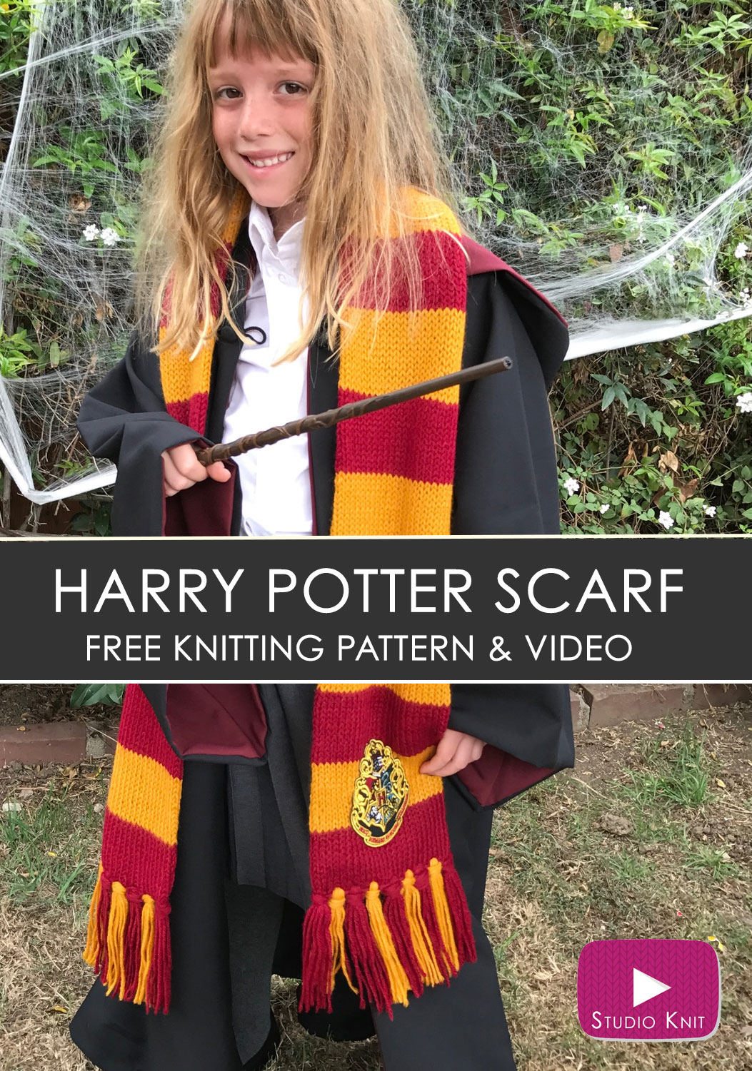 Harry Potter Scarf Knitting Pattern in Hogwarts House Colors Studio Knit