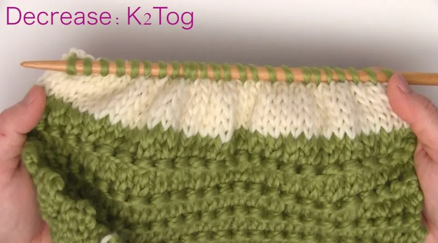 Decrease K2Tog. How to Knit a Messy Bun Hat Beanie Ponytails in 7 Easy Steps. Free Pattern + Video Tutorial by Studio Knit.