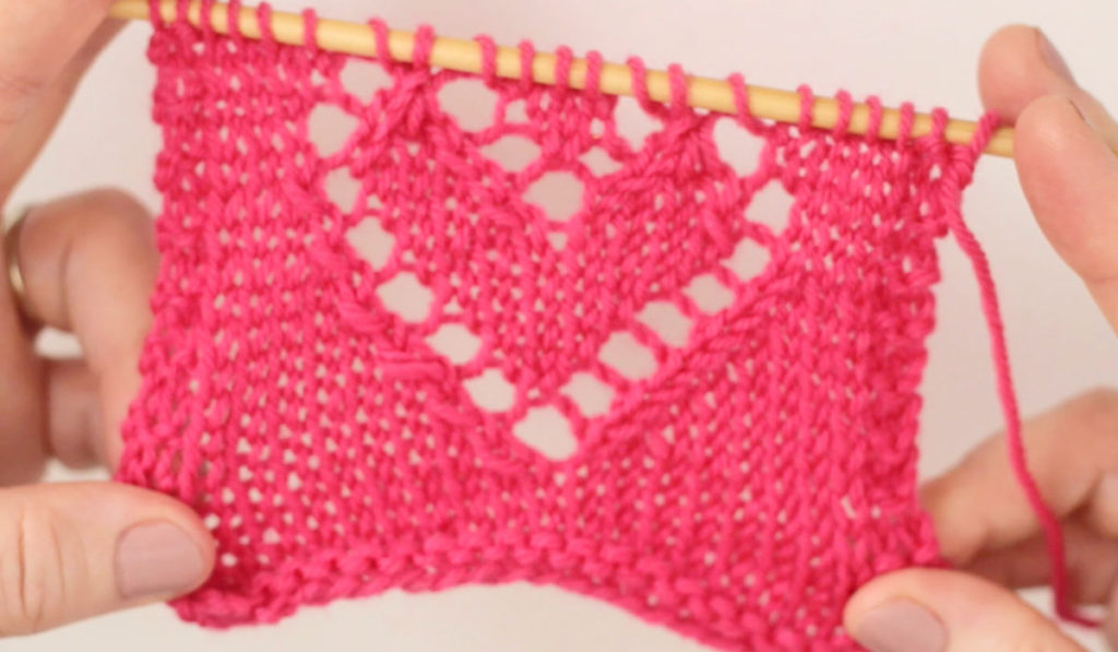 How to Knit Lace Hearts Knit Stitch Easy Free Knitting Pattern + Video Tutorial by Studio Knit