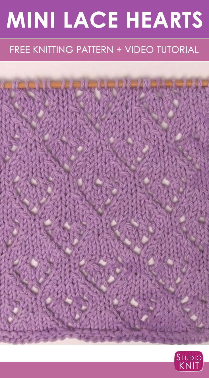 Mini Lace Heart Stitch Knitting Pattern Studio Knit