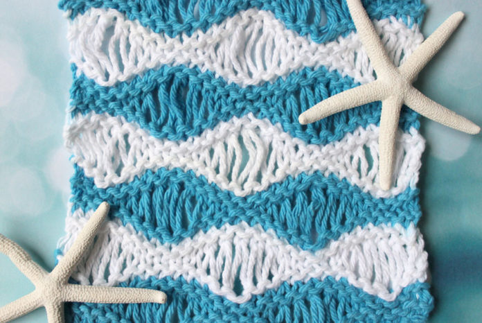 wave_8740sm Learn How to Knit the Sea Foam Wave Drop Knit Stitch Pattern with Easy Free Pattern + Knitting Video Tutorial with Studio Knit.