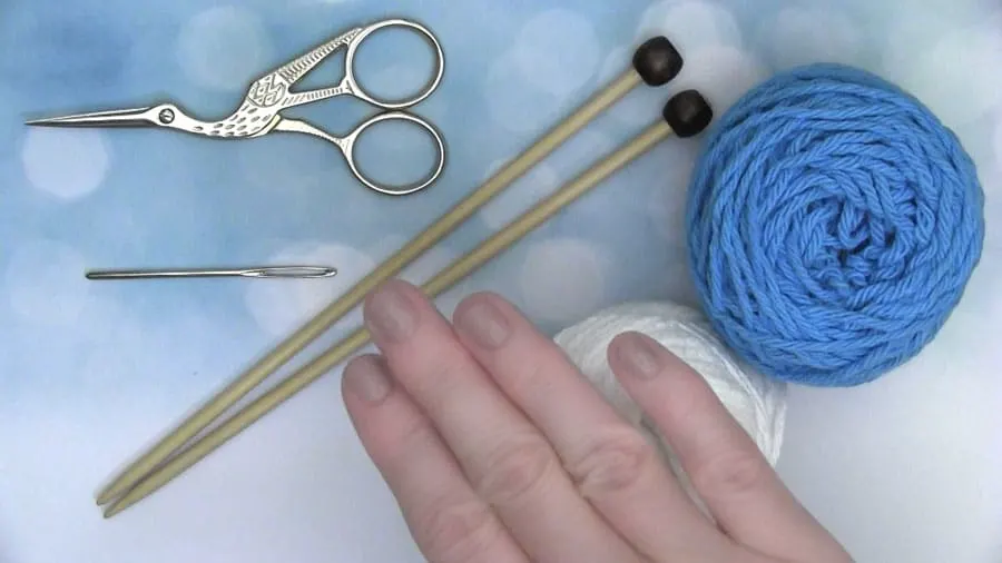Materials - Sea Foam Wave Drop Knit Stitch Pattern with Easy Free Pattern + Knitting Video Tutorial by Studio Knit.