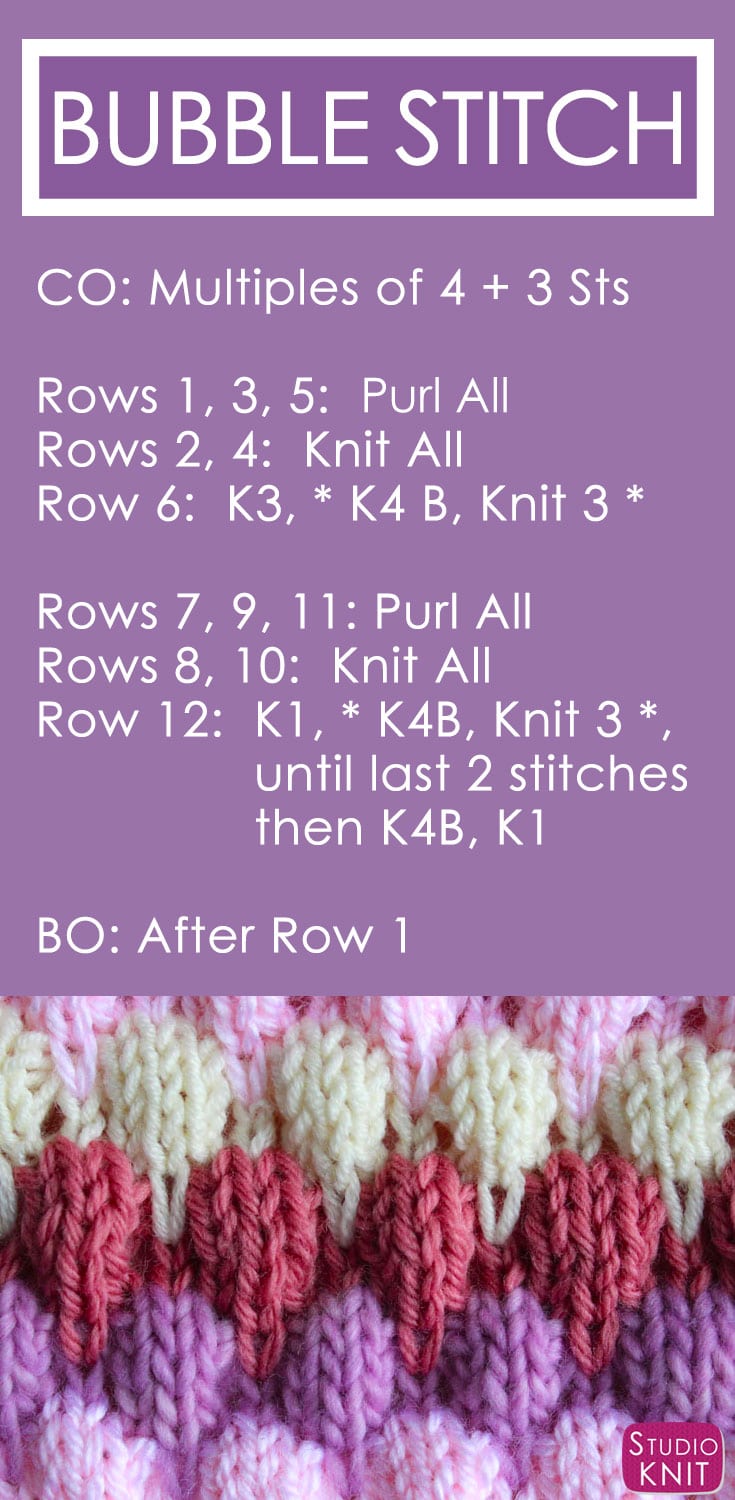 How to Knit the Bubble Stitch Pattern with Video Tutorial