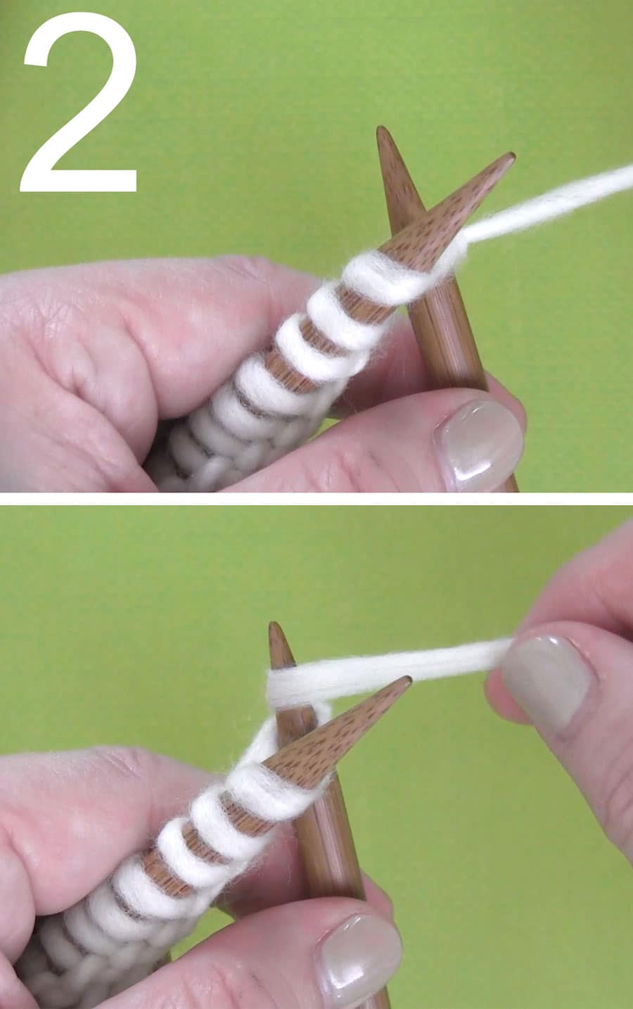 How to Knit STEP 2: Wrap yarn in around needle