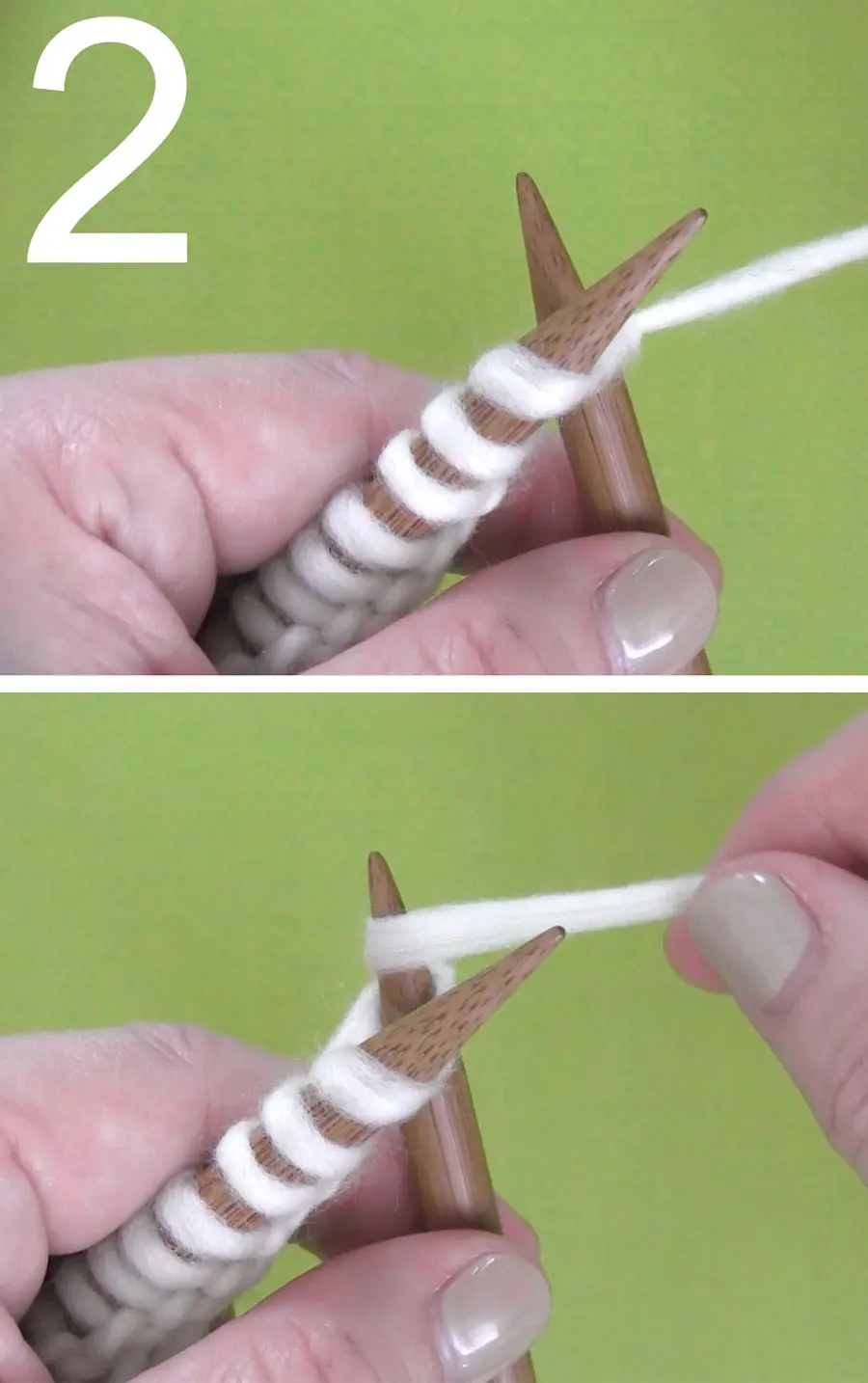 How to Knit STEP 2: Wrap yarn in around needle