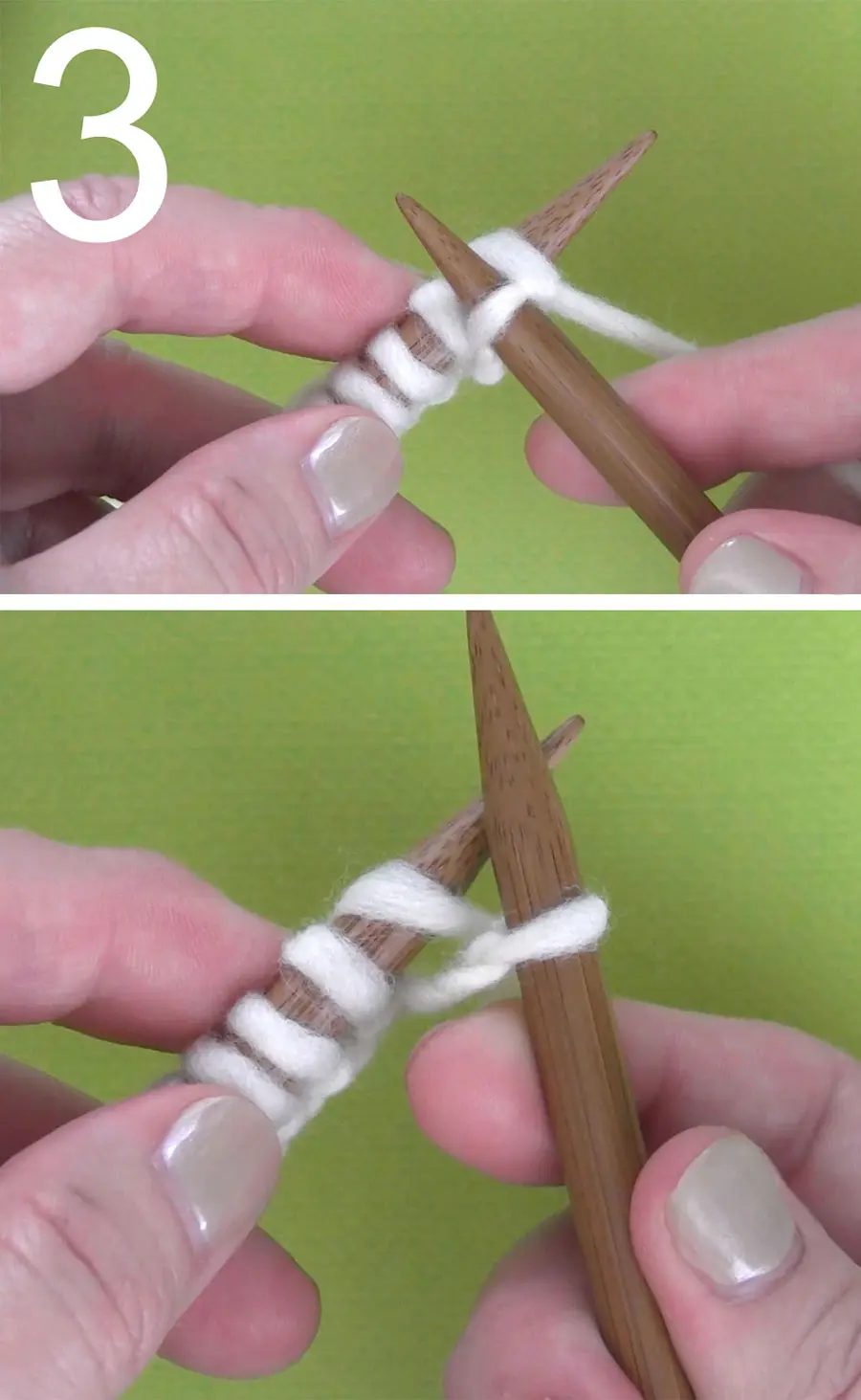 How to Knit STEP 3: Slide right needle with yarn on it