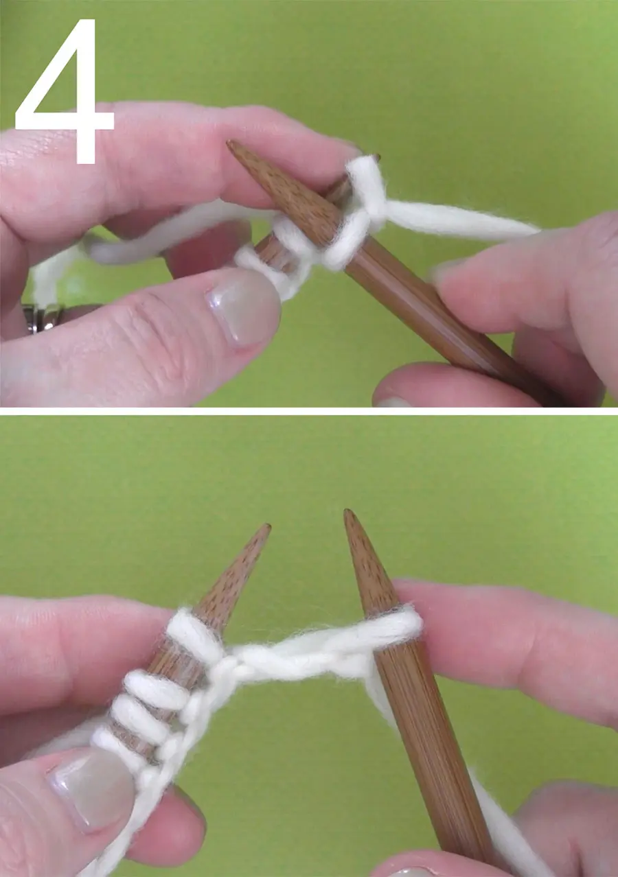 How to Knit STEP 4: Slide old stitch off left needle