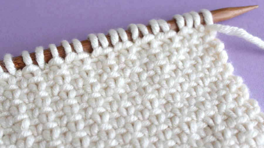 RIGHT SIDE How to Knit the Linen Stitch with Free Written Pattern and Video Tutorial by Studio Knit.