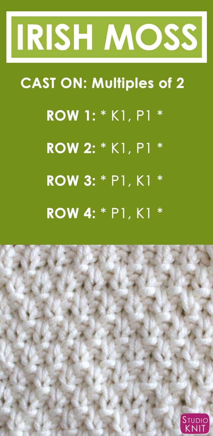 Irish Moss Stitch Knitting Pattern for Beginners | Studio Knit