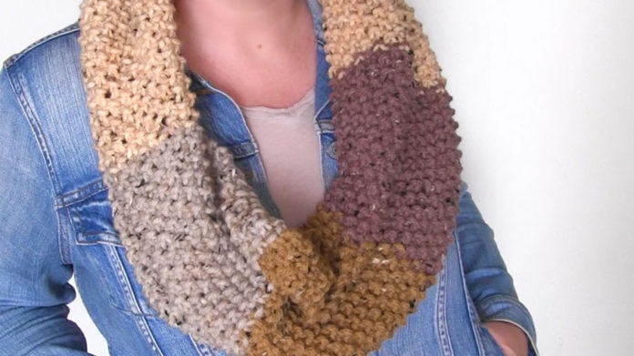 Seed Stitch Knitted Infinity Scarf Pattern Studio Knit