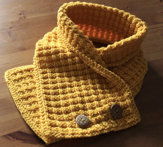 Waffle Stitch Scarf Neck Warmer Knitting Pattern Studio Knit