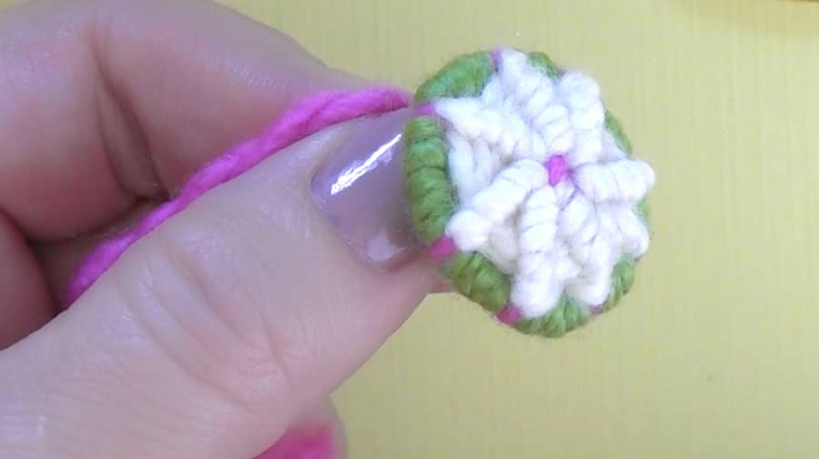 Dorset Button created with yarn.