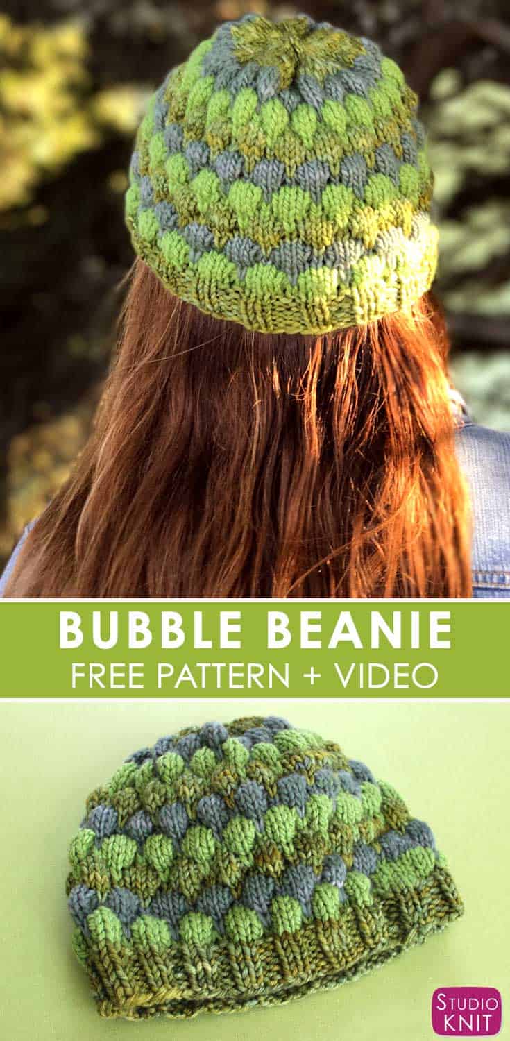 Bubble Beanie Hat Knitting Pattern with Video Tutorial Studio Knit
