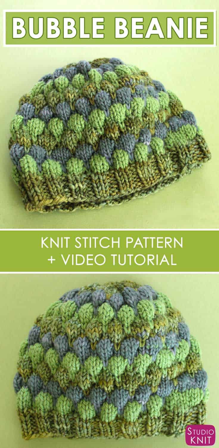 Bubble Beanie Hat Knitting Pattern with Video Tutorial Studio Knit