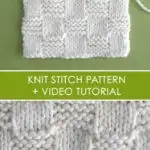 How to Knit the Garter Checkerboard Stitch with Free Written Pattern and Video Tutorial by Studio Knit. #knitting