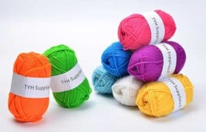 TYH Supplies 8 Skeins Bonbons Yarn Assorted Colors 32g (70yd) the yarn it is 100% Acrylic (Rainbow)