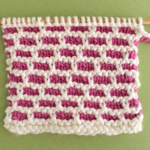 RIGHT SIDE - How to Knit the BRICK Stitch with Free Written Pattern and Video Tutorial by Studio Knit. #knitstitchpattern #studioknit #freeknittingpattern