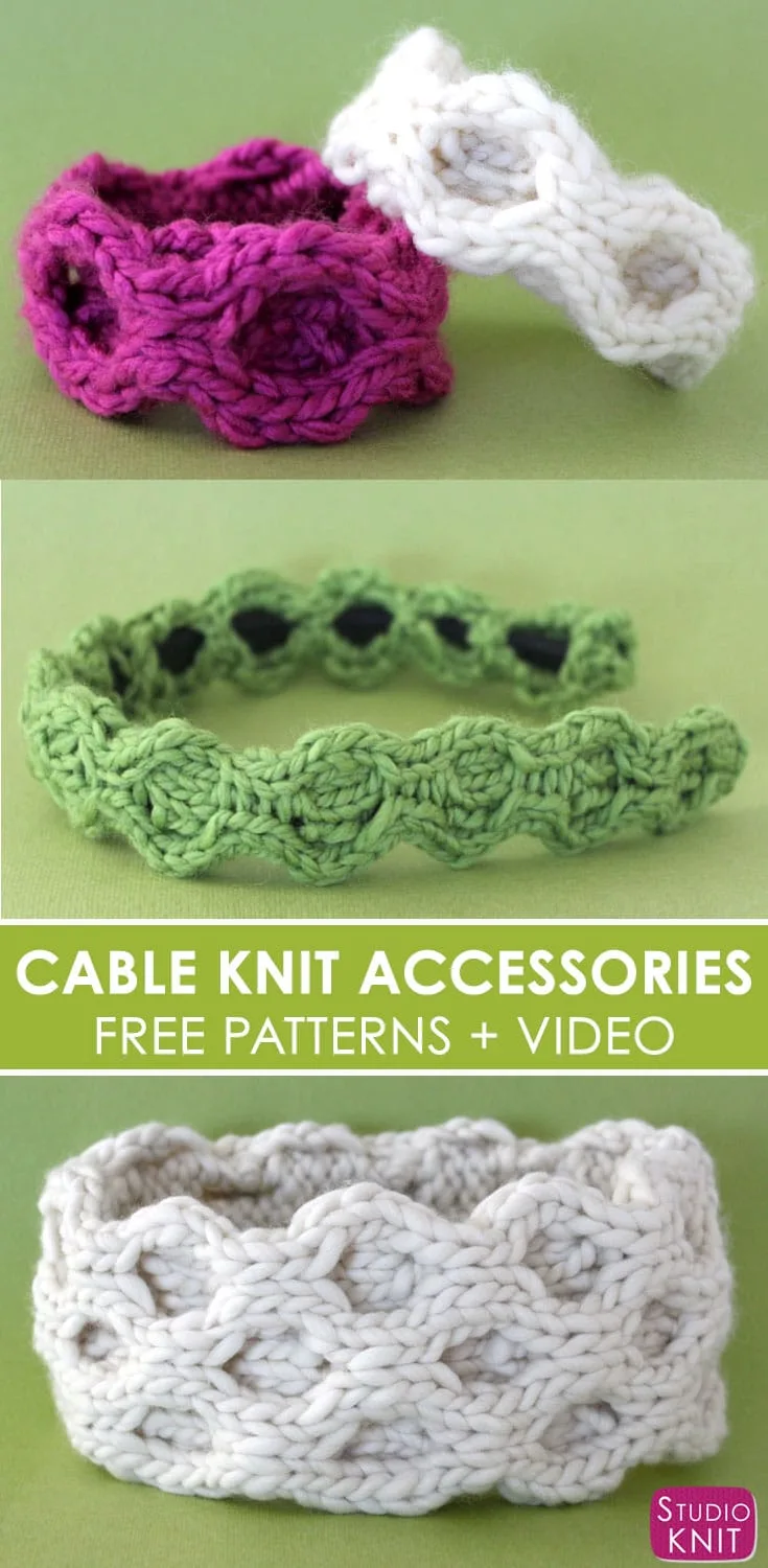 Honeycomb Cable Knitting Patterns: Bracelet, Headband, and Ear Warmer -  Studio Knit