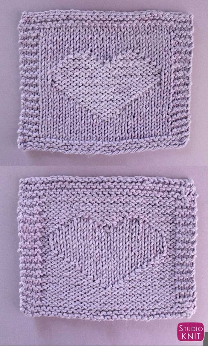 Easy Heart Square Stitch Knitting Pattern Studio Knit