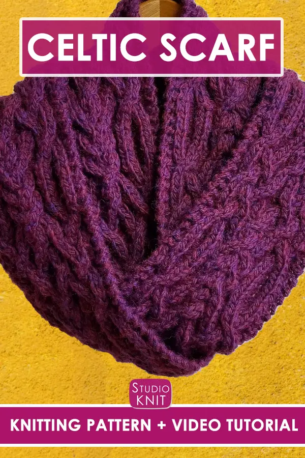 Fancy Celtic Cable Scarf Knitting Pattern and Video Tutorial by Studio Knit
