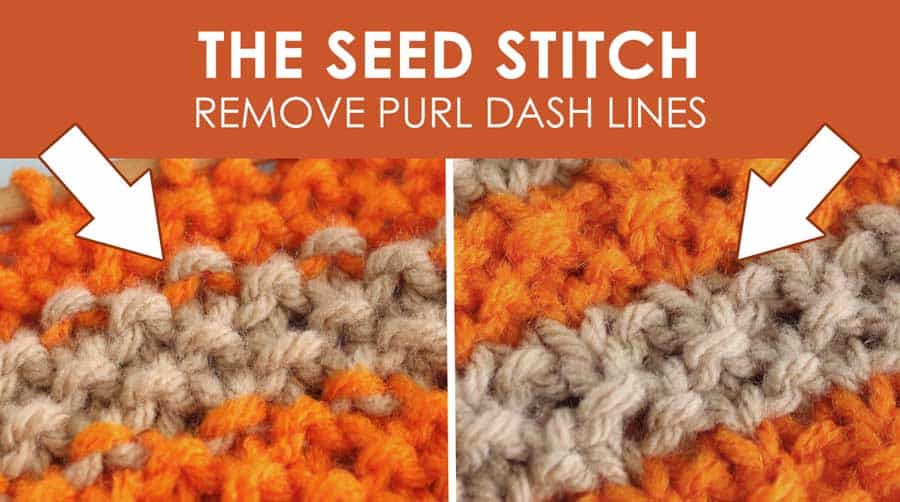 Seed Knit Stitch Pattern with Stripes. How to Remove Purl Dash Lines - Knit Stripes with Studio Knit