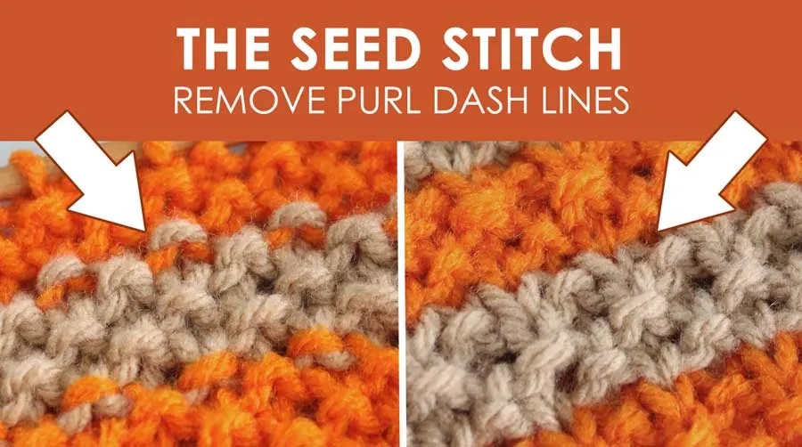 Seed Knit Stitch Pattern with Stripes. How to Remove Purl Dash Lines - Knit Stripes with Studio Knit