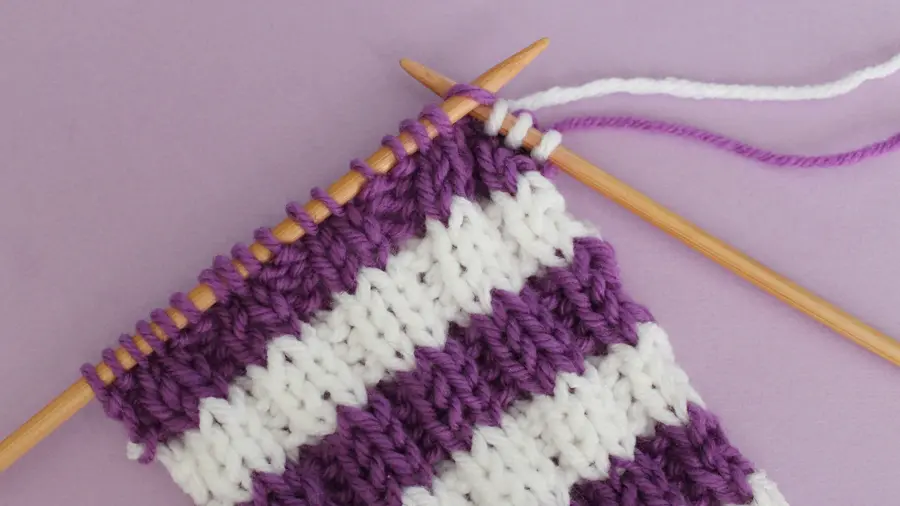 Right Side of Work - How to Carry Yarn Up the Side of Your Work with Studio Knit