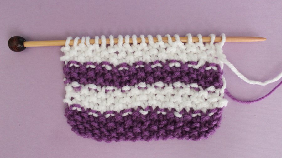How to Knit Stripes with Studio Knit - Wrong Side of Seed Stitch Pattern