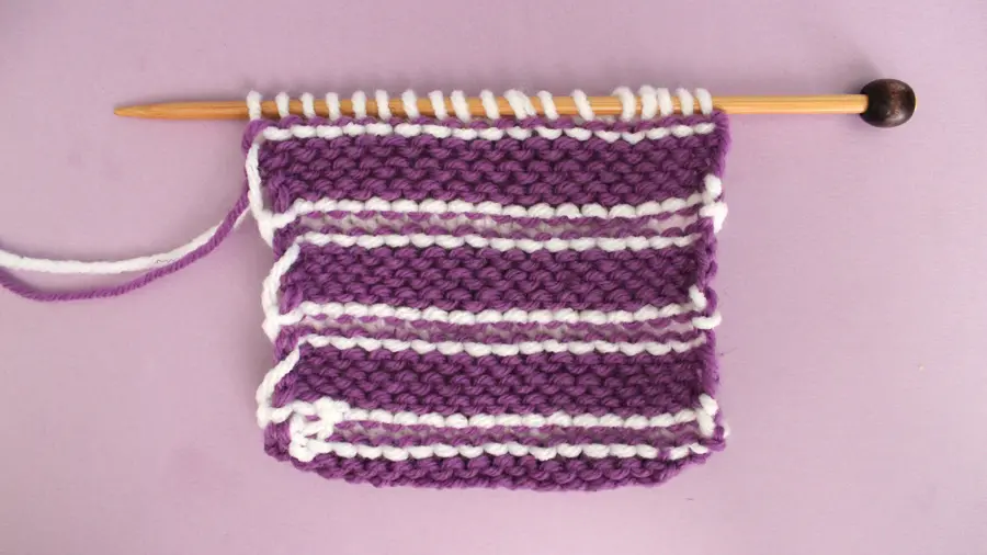 How to Knit Stripes with Studio Knit - Wrong Side of Stockinette with Garter Stripes Stitch Pattern
