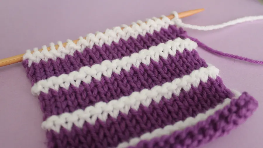 How to Knit Stripes with Studio Knit - Stockinette with Garter Stripes Stitch Pattern