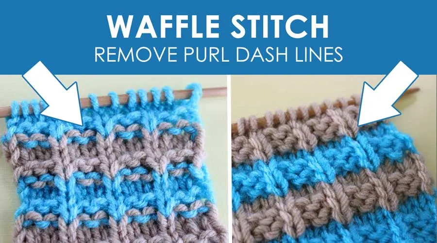 Waffle Knit Stitch Pattern with Stripes. How to Remove Purl Dash Lines - Knit Stripes with Studio Knit