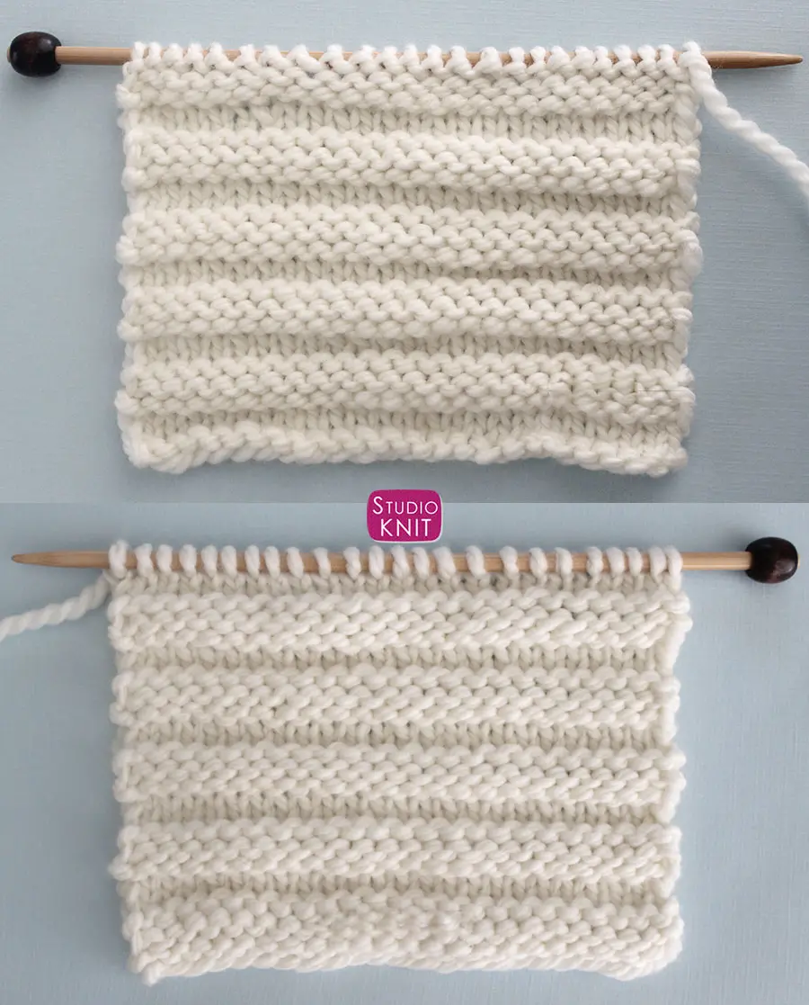 Reverse Ridge Knit Stitch Pattern with Video Tutorial by Studio Knit - Easy Knit and Purl Knitting Stitches
