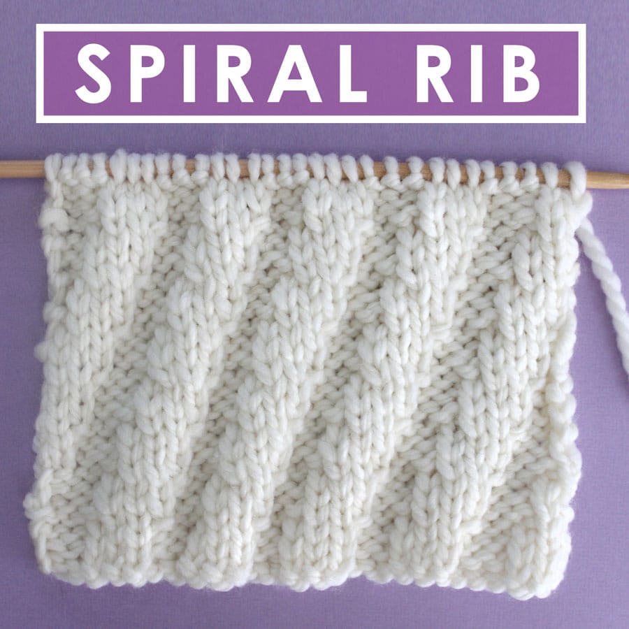 Diagonal Spiral Rib Knit Stitch Pattern