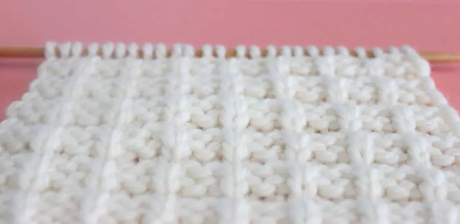 Close-Up Texture of Waffle Knit Stitch Pattern by Studio Knit