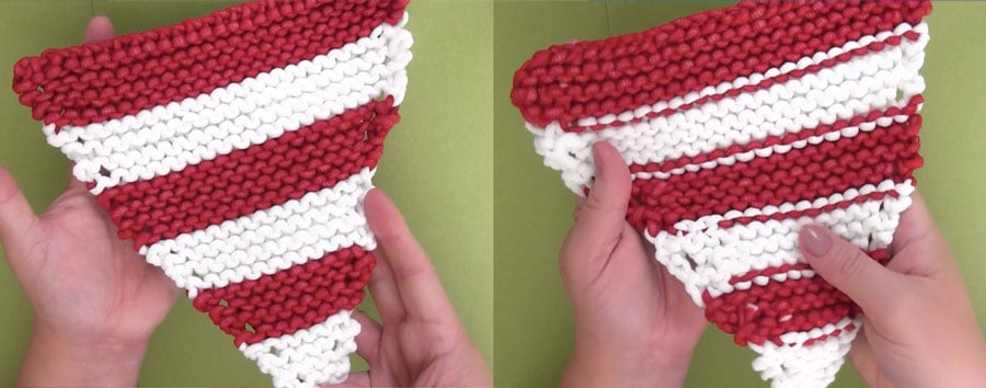 Right Side and Wrong Side of Pennant Banner Knitting Pattern by Studio Knit