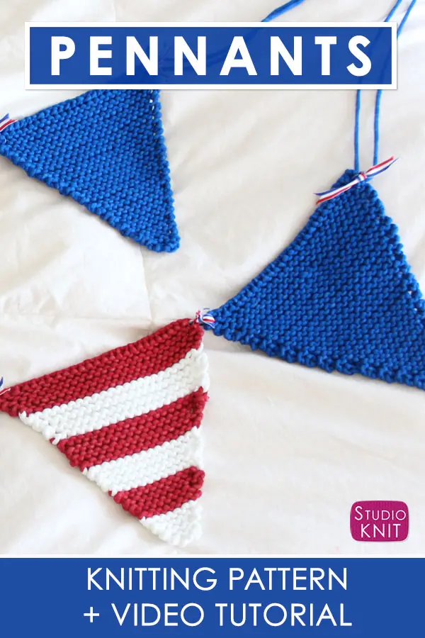 Pennant Banner Garland Bunting Knitting Pattern and Video Tutorial by Studio Knit