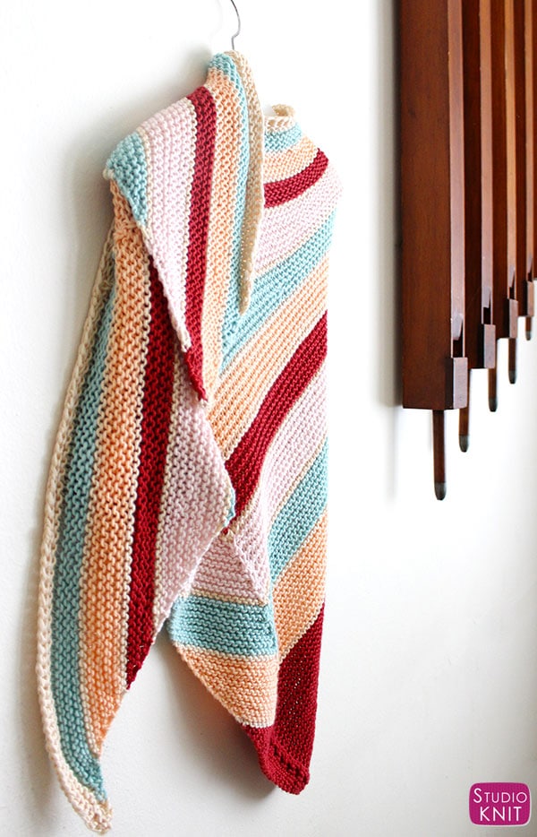 caron asymmetrical lace knit shawl