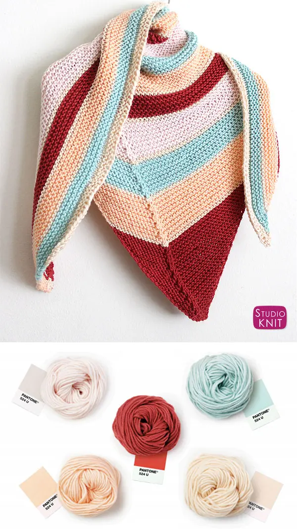 Caron x Pantone Asymmetrical Knit Shawl by Studio Knit