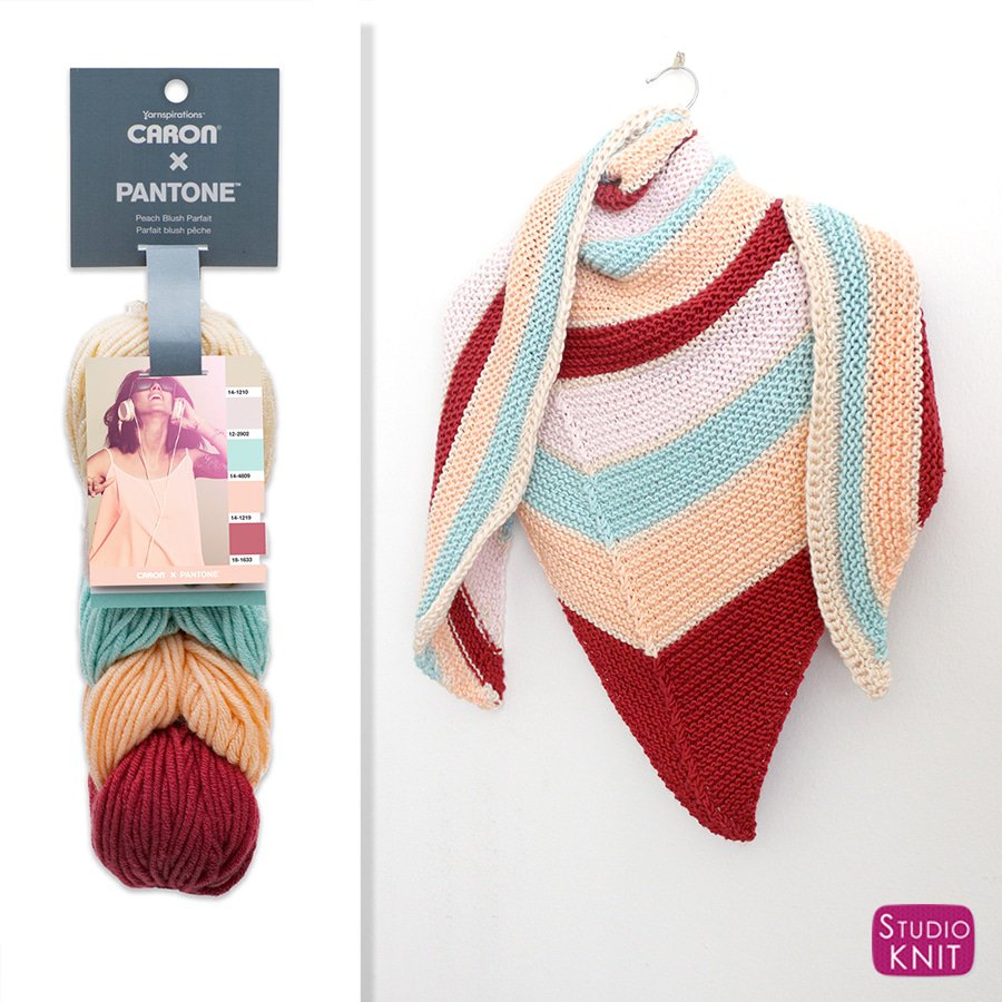 Caron X Pantone Asymmetrical Knit Shawl Pattern Studio Knit Caron X Pantone Asymmetrical Knit Shawl Pattern Studio Knit