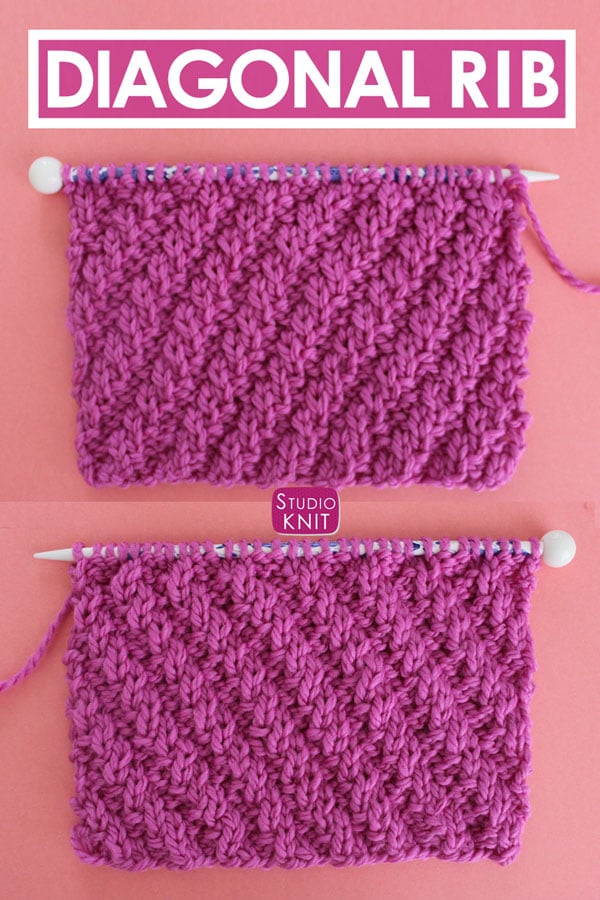 Diagonal Rib Knit Stitch Pattern by Studio Knit with Free ...